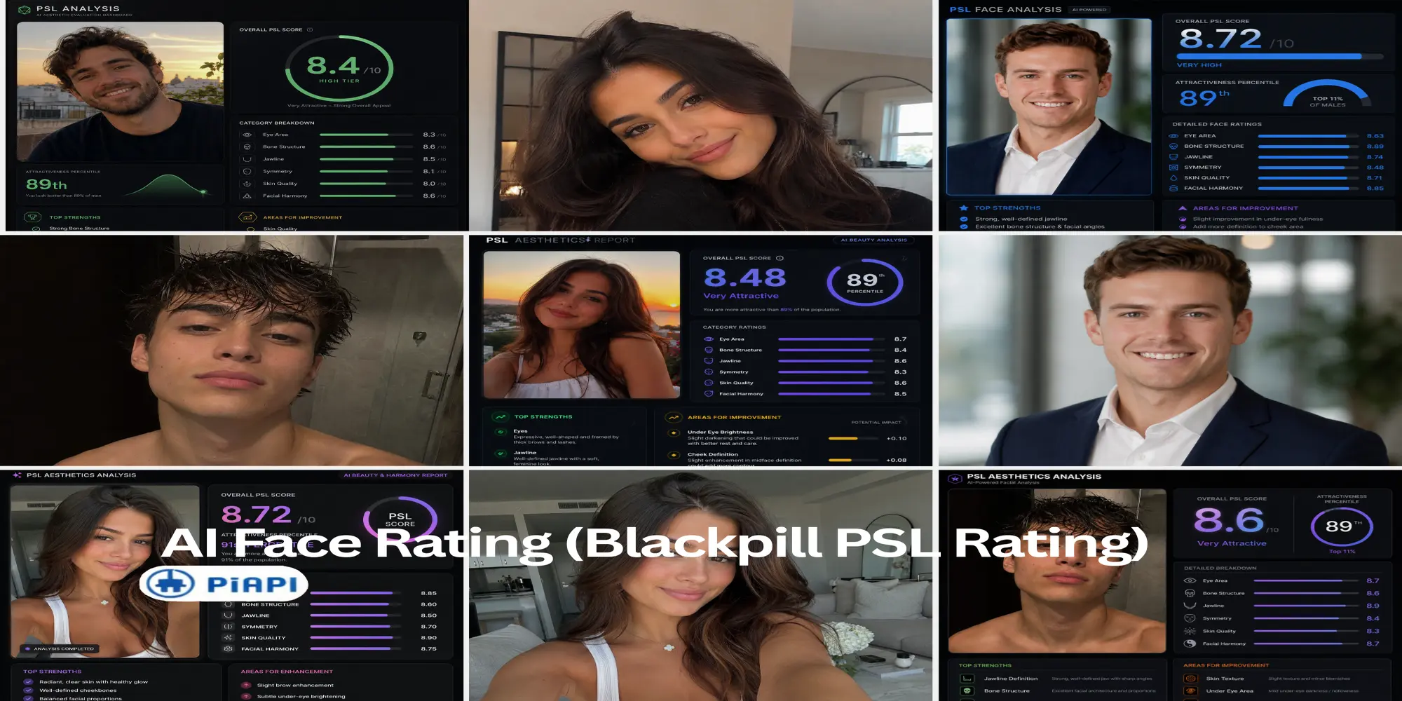 AI face rating explainer showing face score, PSL rating, and blackpill rating trend terms
