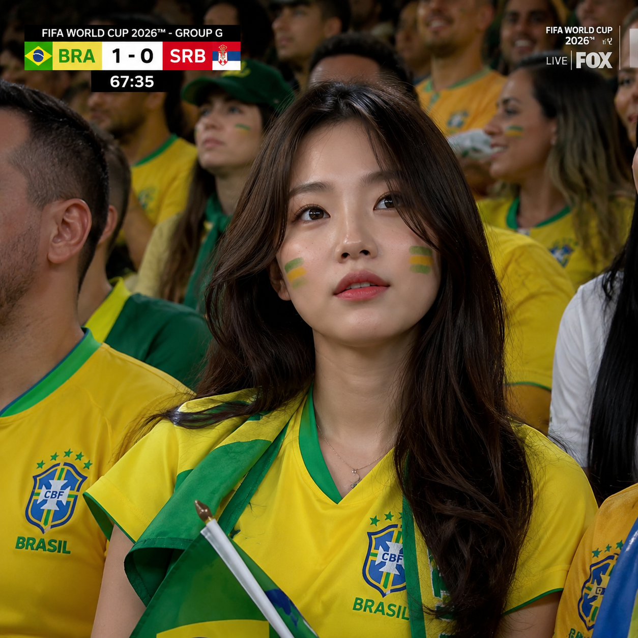 Brazil-inspired World Cup football fan-cam image