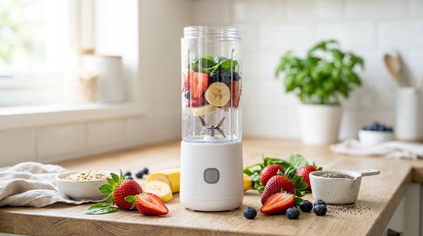 Portable mini blender product input image for AI video ad example