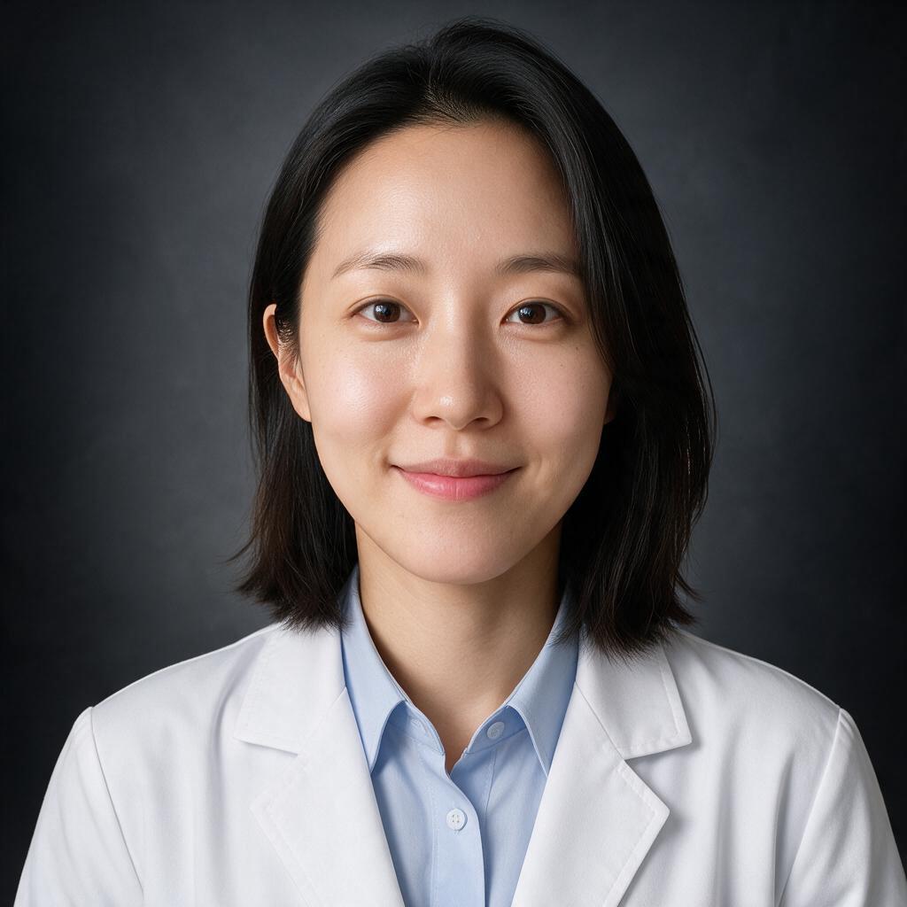 Medical professional AI headshot with a lab coat and dark studio background