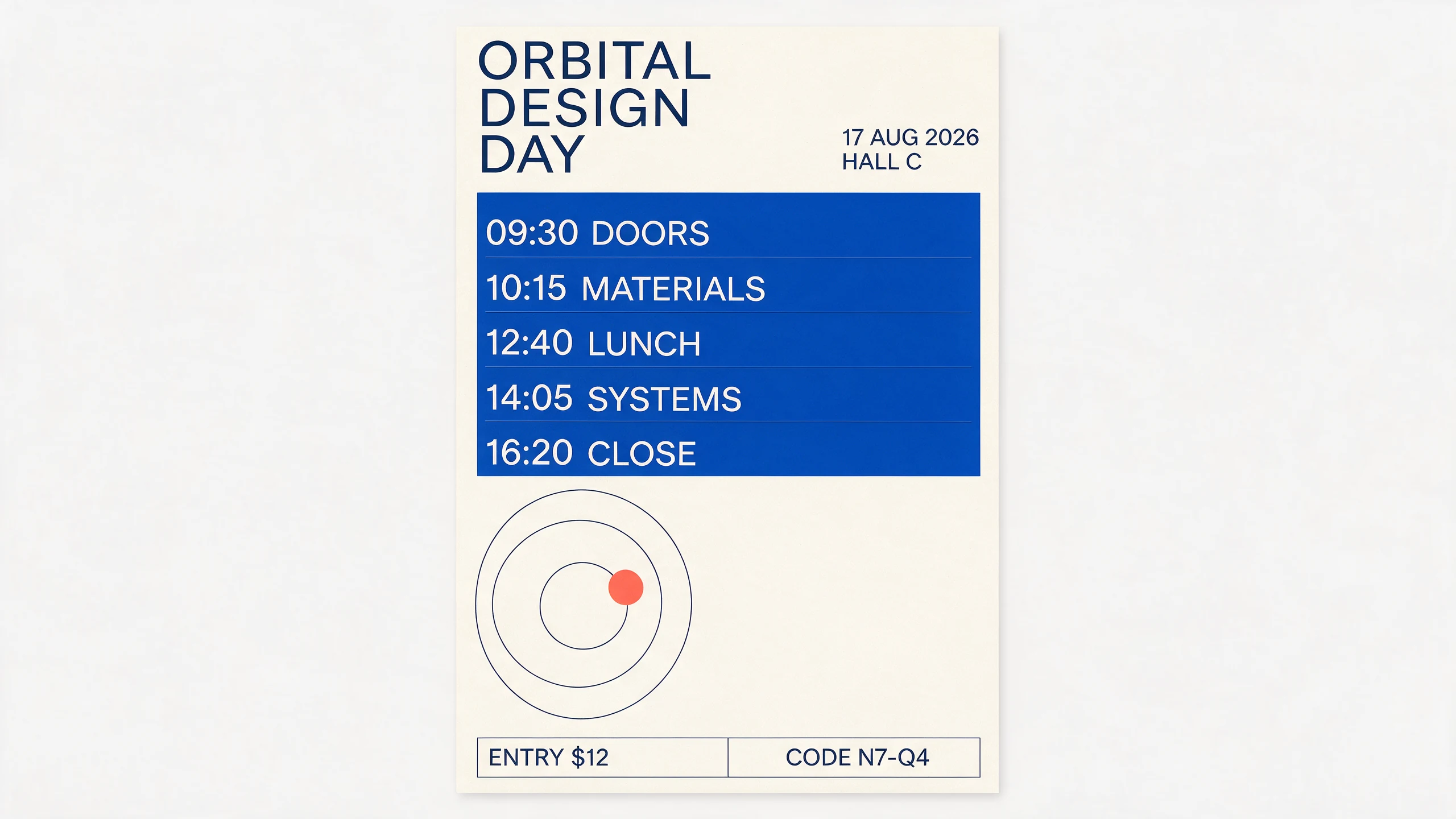 Seedream 5 Pro Orbital Design Day poster output