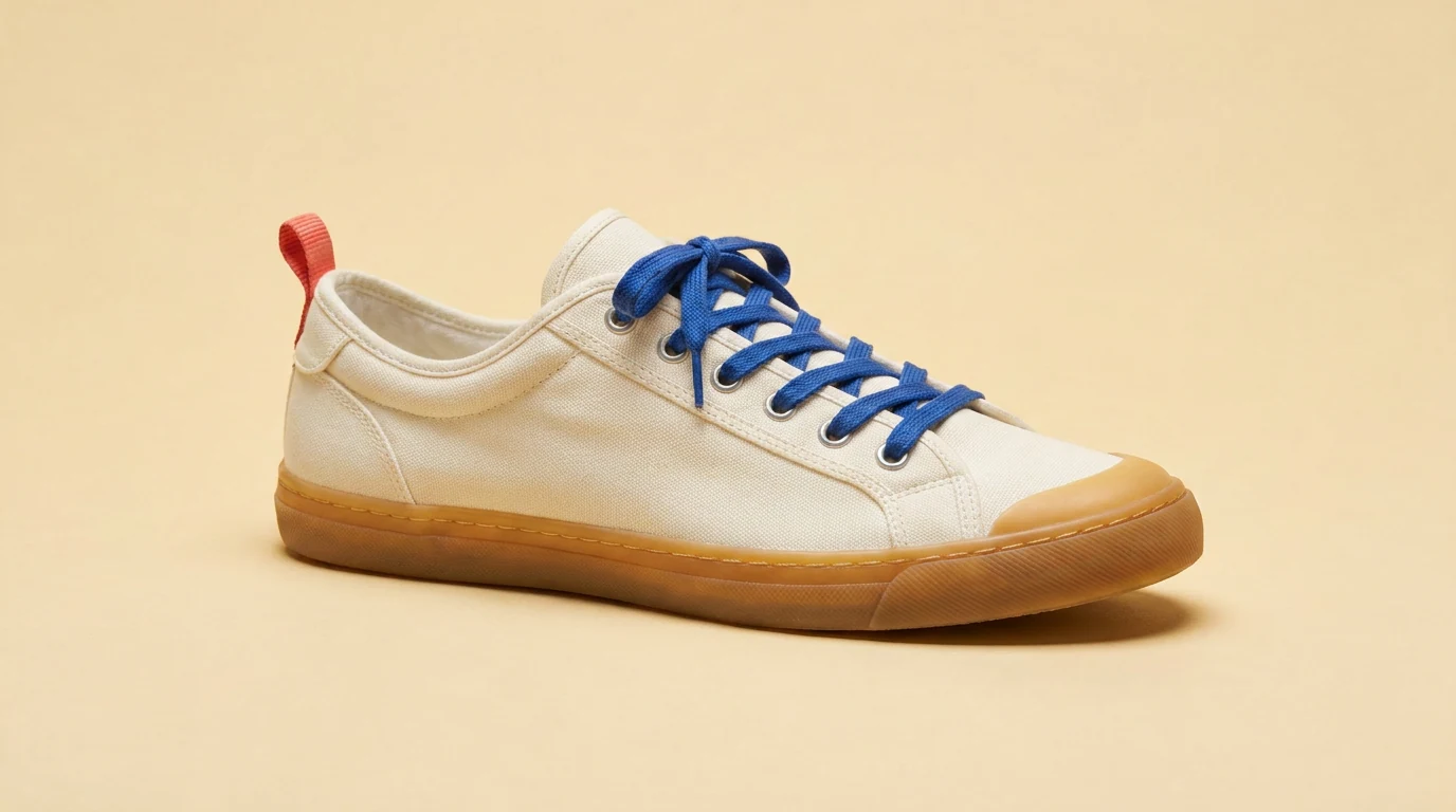 Nano Banana Pro edit of the shared cream canvas sneaker
